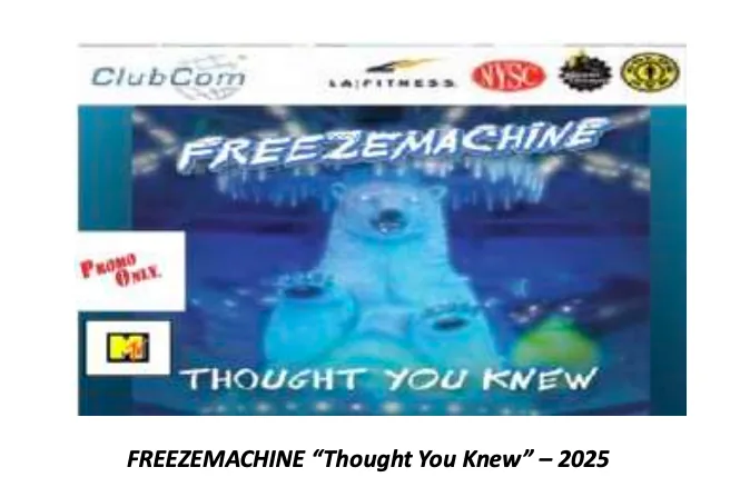 Artwork for Thought You Knew — an icy blue illustration of a polar bear behind hanging icicles, shown with the ClubCom, LA Fitness and New York Sports Clubs network logos.