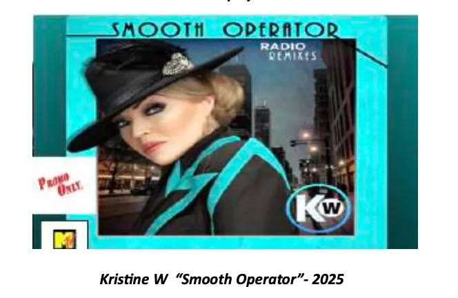 Cover art for Smooth Operator — a teal and black illustration of a woman in a wide black hat and teal-trimmed coat over a city street scene.